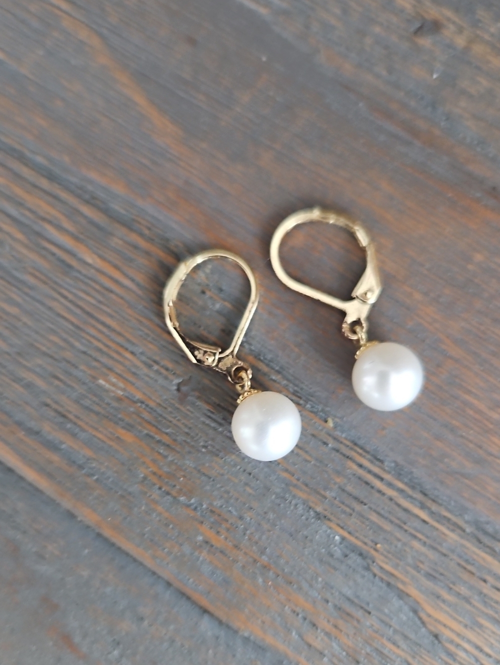 14k Gold Pearl Drop Earrings - Classic Women's Jewelry